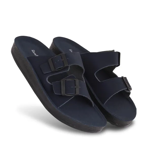 Navy_Blue_Synthetic_Leather_Upper_Eva_Midsole_Rubber_Outsole_Flat_Slip-on_Sandals_For_Men