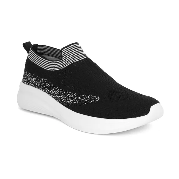 Black_Knit_Upper_With_Memory_Foam_Sole_Flat_Walking_Shoes_For_Men