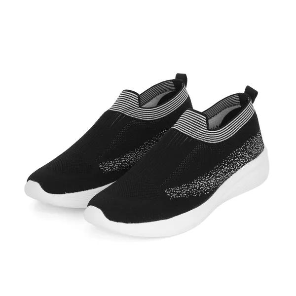 Black_Knit_Upper_With_Memory_Foam_Sole_Flat_Walking_Shoes_For_Men