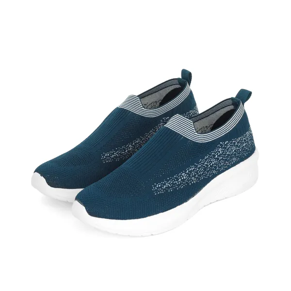 Teal_Knit_Upper_With_Memory_Foam_Sole_Flat_Walking_Shoes_For_Men