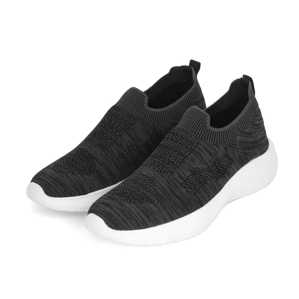 Black_Knit_Upper_With_Memory_Foam_Sole_Flat_Walking_Shoes_For_Men