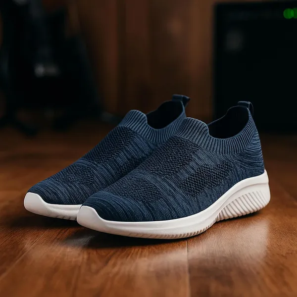Navy_Blue_Knit_Upper_With_Memory_Foam_Sole_Flat_Walking_Shoes_For_Men