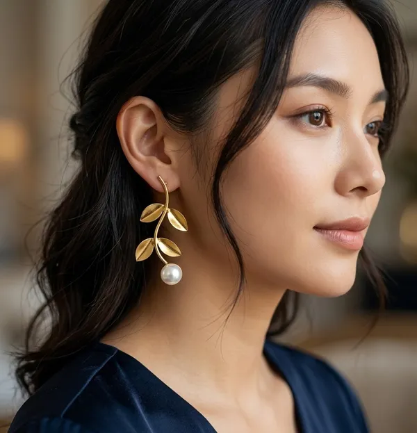 White_And_Gold_Plated_Brass_Stud_Earrings_For_Women