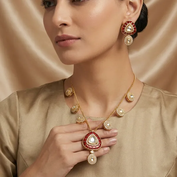 Red_And_Gold_Plated_Brass_Necklace_Set_With_Pearl_Jhumkas_For_Women