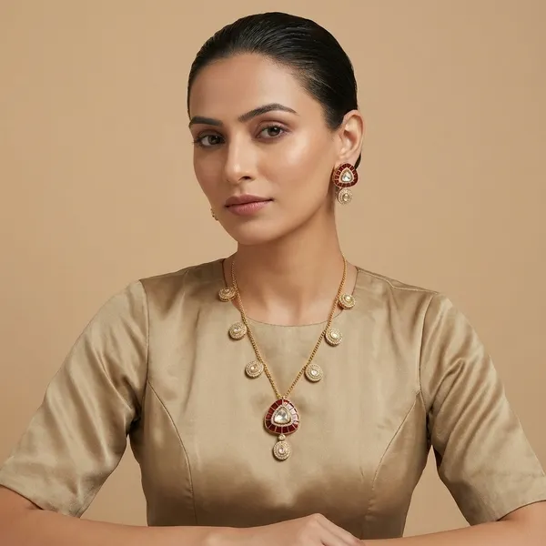 Red_And_Gold_Plated_Brass_Necklace_Set_With_Pearl_Jhumkas_For_Women