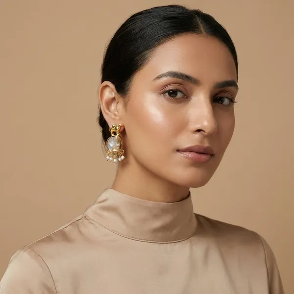 White_And_Gold_Plated_Brass_Earrings_For_Women