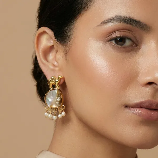 White_And_Gold_Plated_Brass_Earrings_For_Women