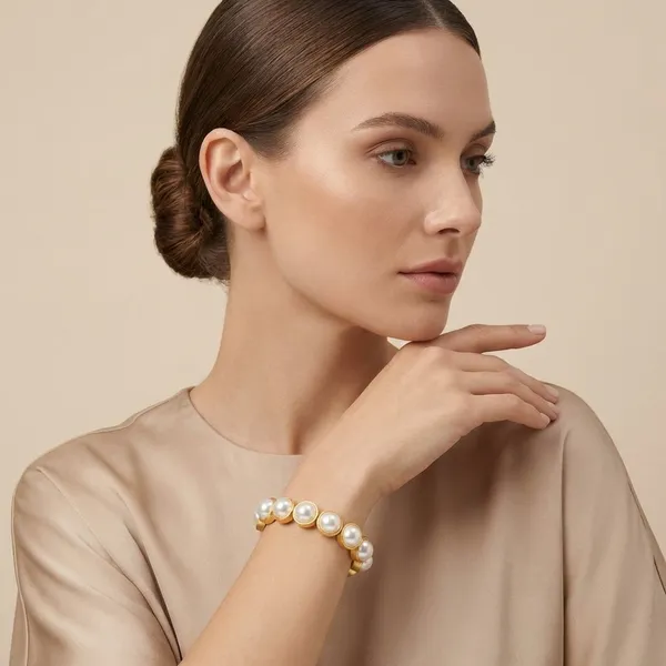 White_And_Gold_Plated_Brass_Bracelet_For_Women