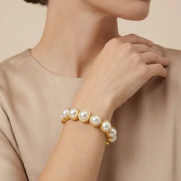 White_And_Gold_Plated_Brass_Bracelet_For_Women