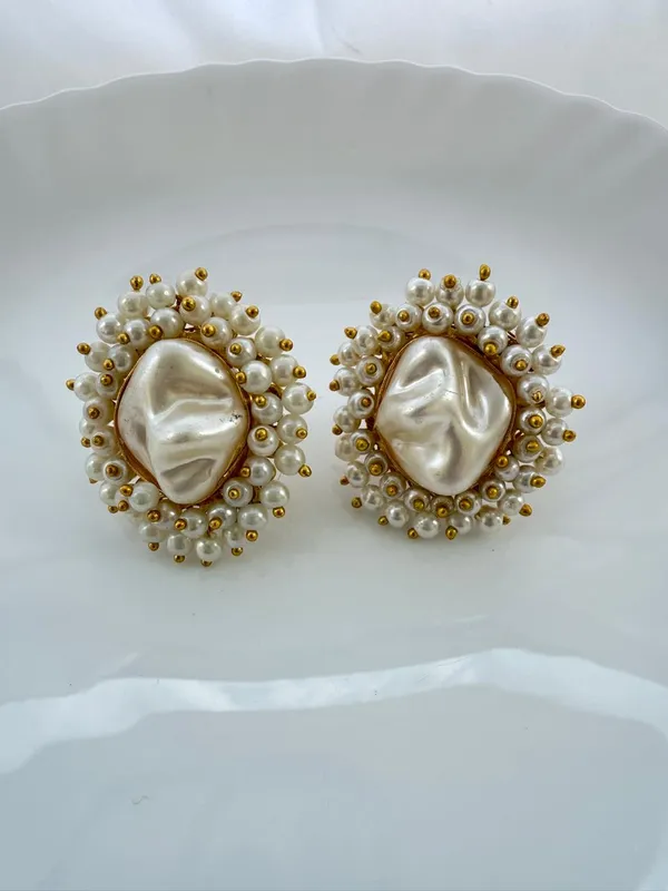 White_And_Gold_Plated_Brass_Earrings_For_Women