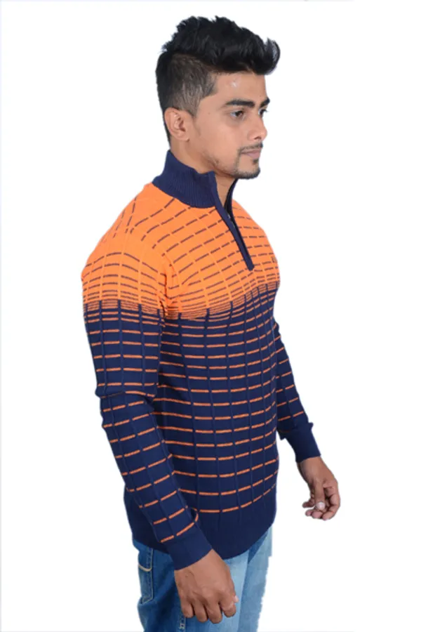 Navy_Blue_And_Orange_Wool_Blend_Premium_And_Elegant_High_Neck_Sweater_For_Men