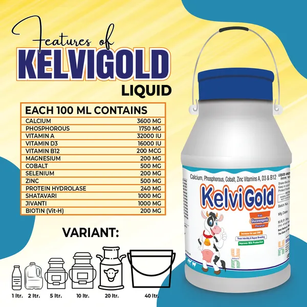 KELVIGOLD_-_Chelated_Liquid_Calcium_For_Cow/Buffalo/Sheep/Goat/Poultry/Horse/Fish/Dog/Cat/Pig