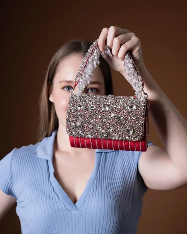 Velleso_Red_Avara_Crystal_Embellished_Flap_Over_Bag