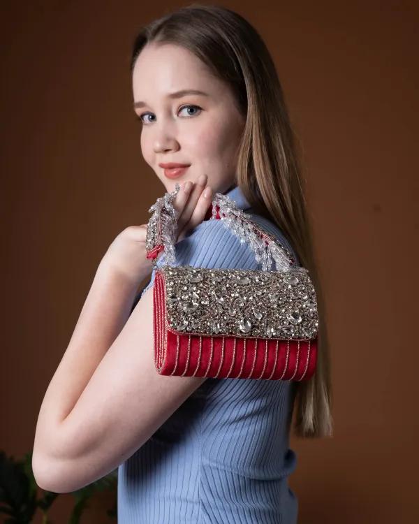 Velleso_Red_Avara_Crystal_Embellished_Flap_Over_Bag