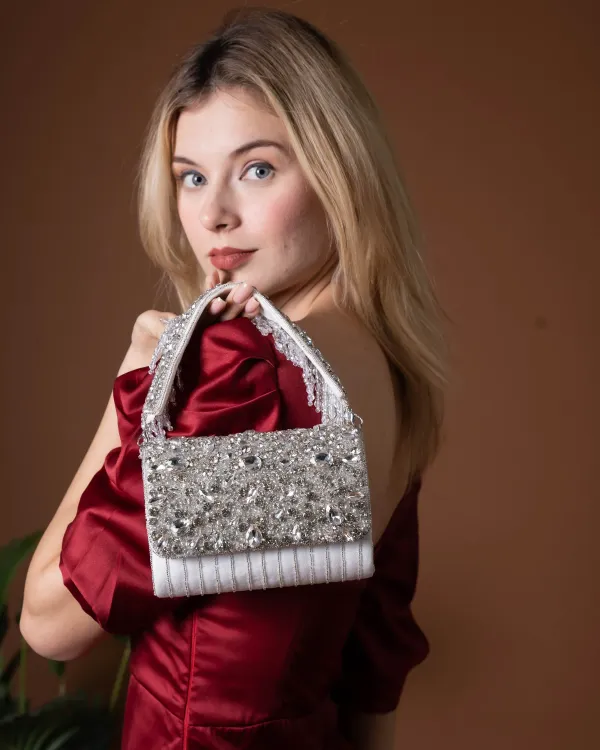 Velleso_White_Avara_Crystal_Embellished_Flap_Over_Bag