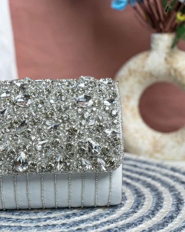 Velleso_White_Avara_Crystal_Embellished_Flap_Over_Bag