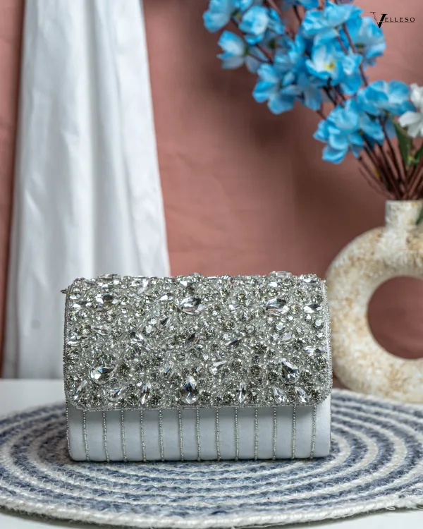 Velleso_White_Avara_Crystal_Embellished_Flap_Over_Bag