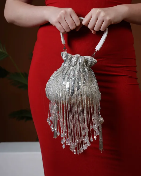 Sitara_Silver_Fringe_Potli_–_Hand-Beaded_Party_Bag_with_Crystal_Tassels