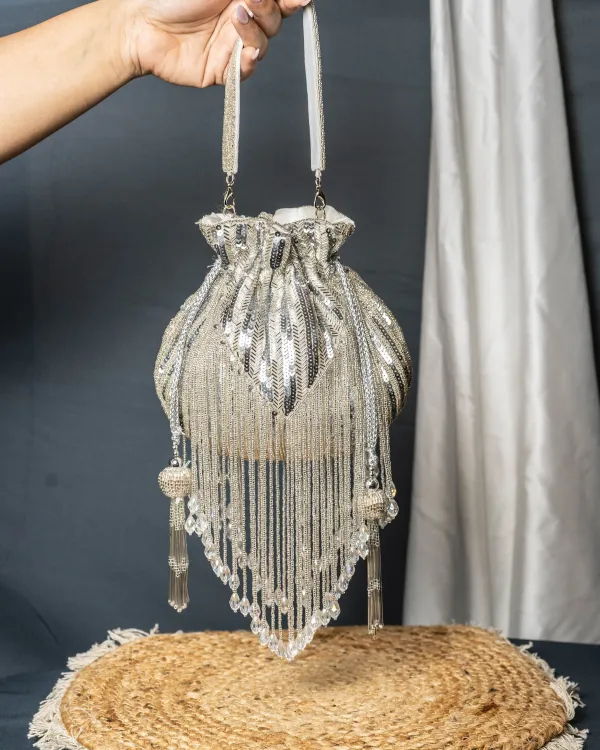 Sitara_Silver_Fringe_Potli_–_Hand-Beaded_Party_Bag_with_Crystal_Tassels