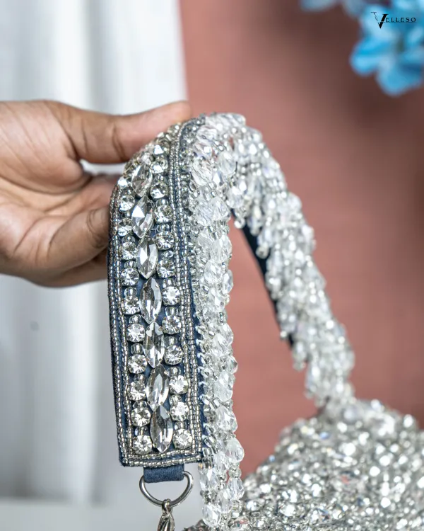 Velleso_Blue_Avara_Crystal_Embellished_Flap_Over_Bag