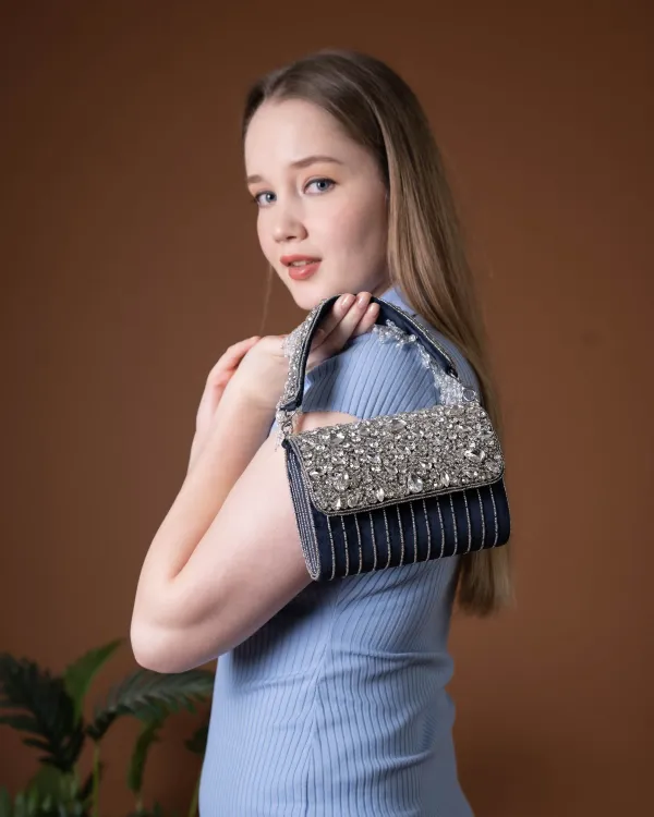Velleso_Blue_Avara_Crystal_Embellished_Flap_Over_Bag