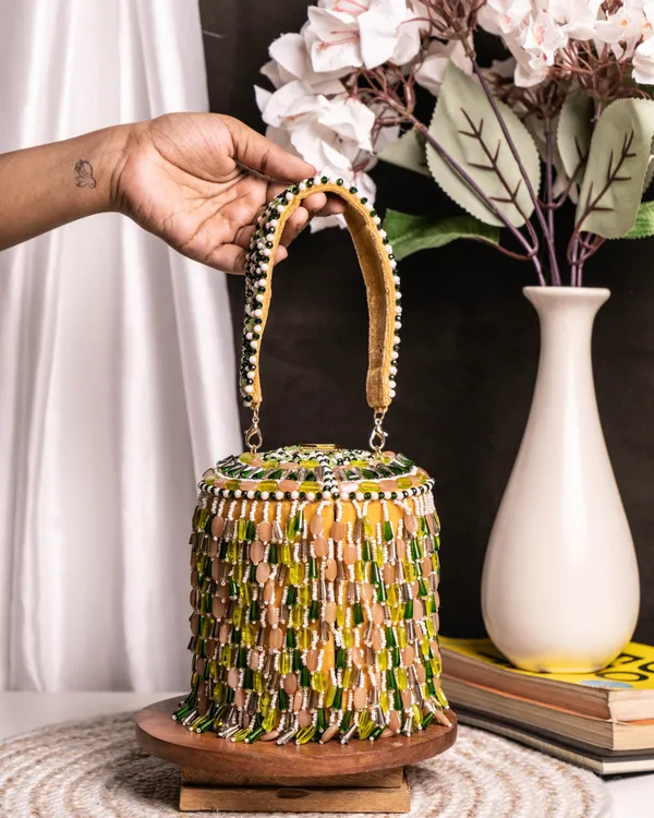 Ameira_Green_&_Nude_Crystal_Beaded_Box_Bag