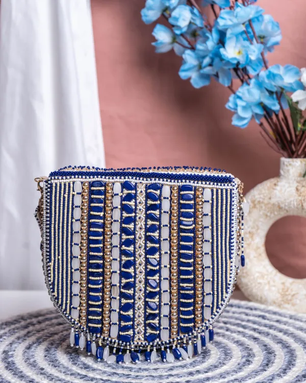 Aurela_Blue_&_Gold_Beaded_Crescent_Clutch