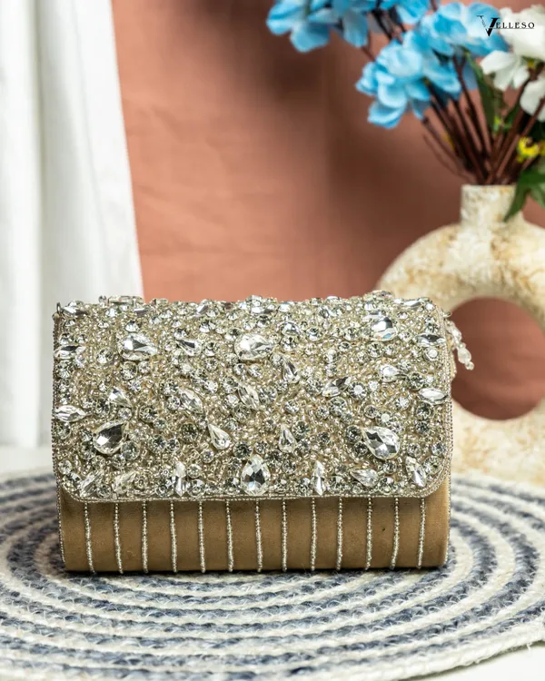 Velleso_Beige_Avara_Crystal_Embellished_Flap_Over_Bag