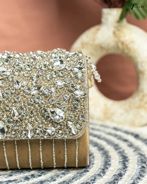 Velleso_Beige_Avara_Crystal_Embellished_Flap_Over_Bag