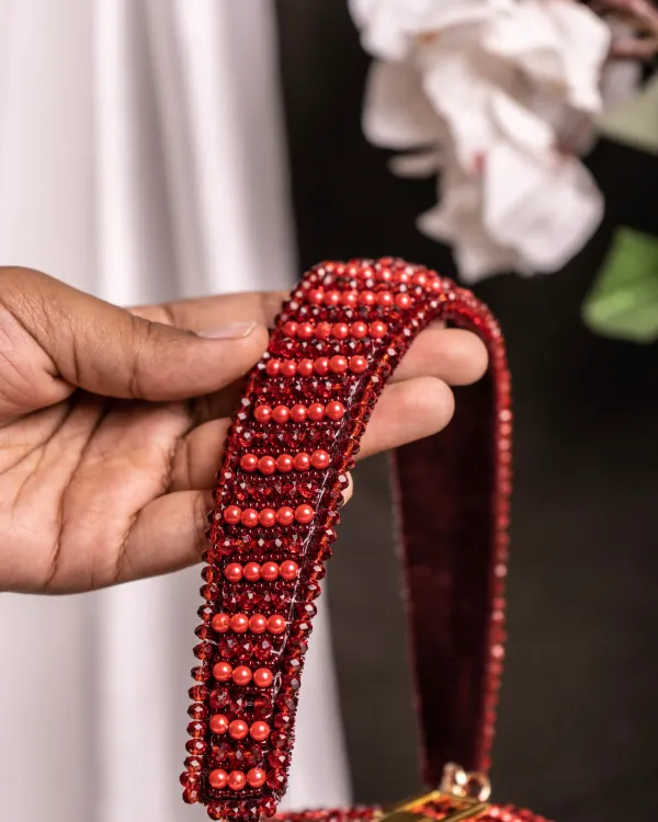 Ameira_Crimson_Red_Beaded_Box_Bag