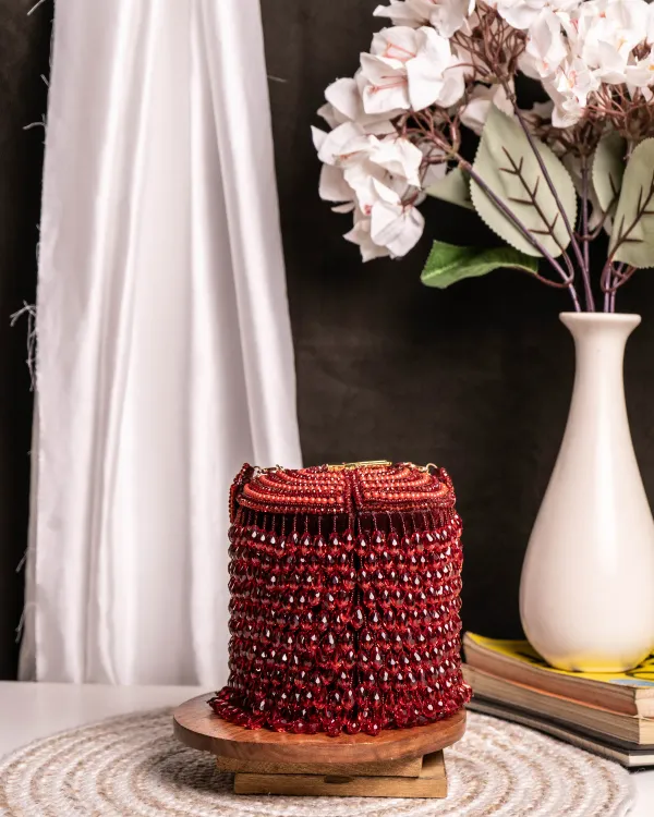 Ameira_Crimson_Red_Beaded_Box_Bag