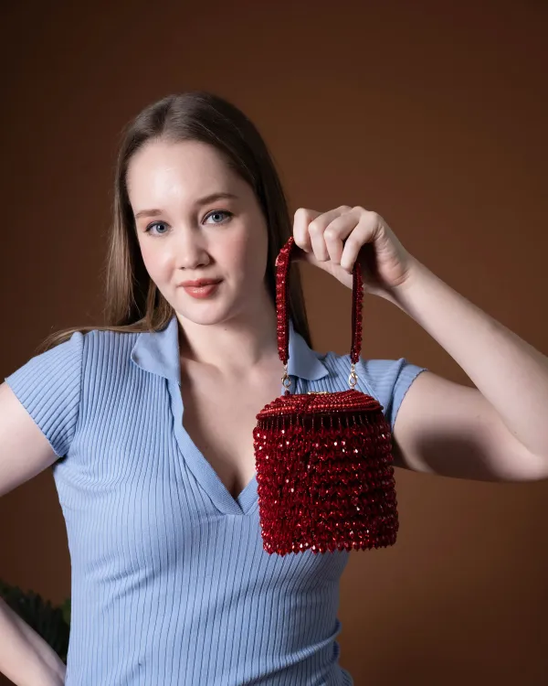 Ameira_Crimson_Red_Beaded_Box_Bag