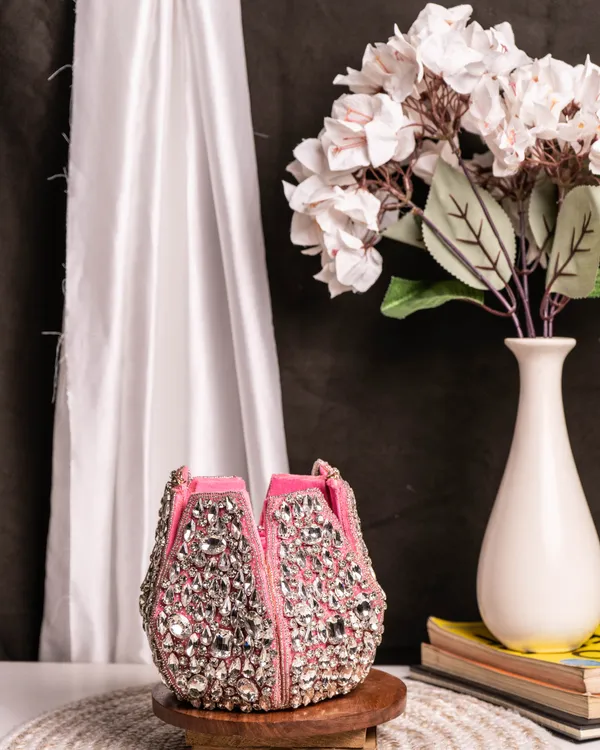 Noor_Pink_Crystal_Potli_–_Hand-Embellished_Velvet_Bag_with_Fringe_Handle