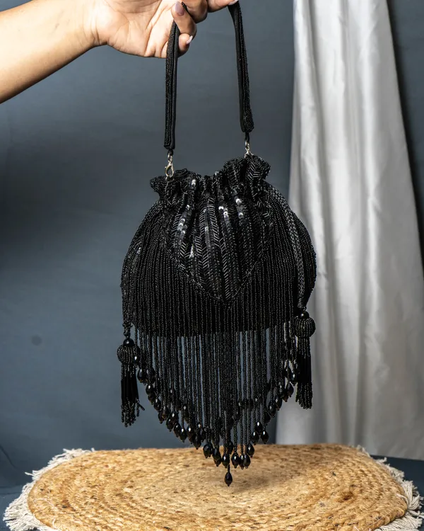 Sitara_Black_Fringe_Potli_–_Hand-Beaded_Party_Bag_with_Crystal_Tassels