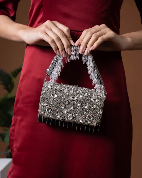 Velleso_Black_Avara_Crystal_Embellished_Flap_Over_Bag