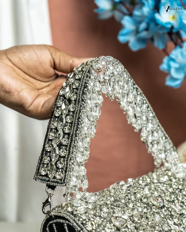 Velleso_Black_Avara_Crystal_Embellished_Flap_Over_Bag