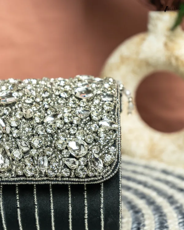 Velleso_Black_Avara_Crystal_Embellished_Flap_Over_Bag