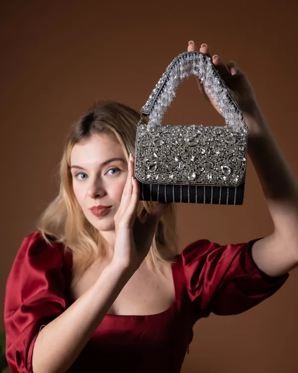 Velleso_Black_Avara_Crystal_Embellished_Flap_Over_Bag