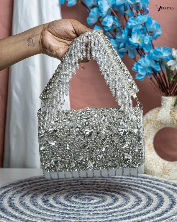 Velleso_White_Avara_Crystal_Embellished_Flap_Over_Bag