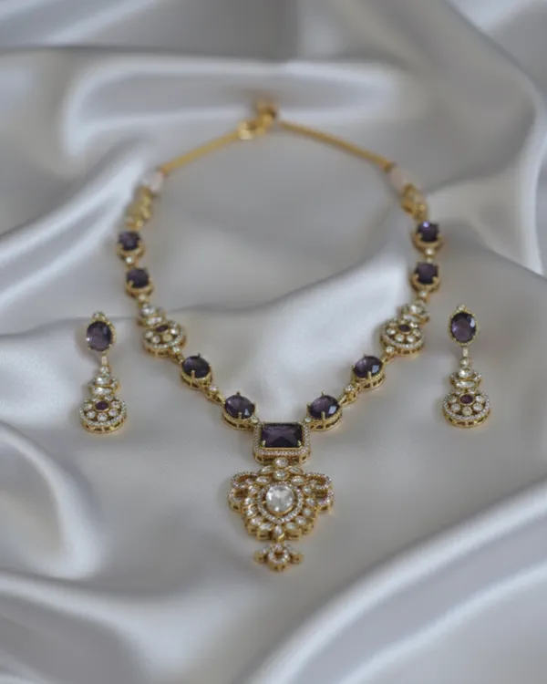Purple_Brass_Necklace_Set_For_Women