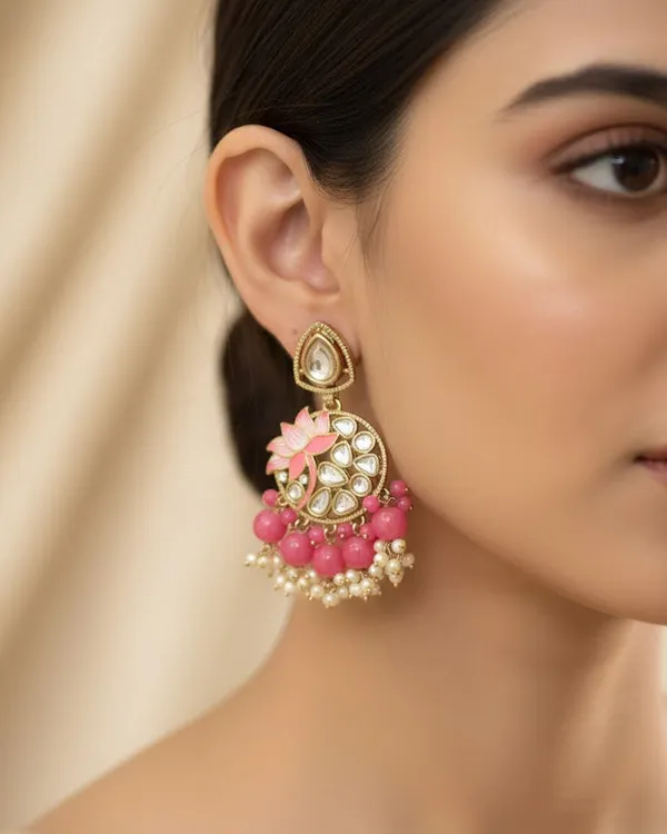 Pink_Brass_Earrings_For_Women