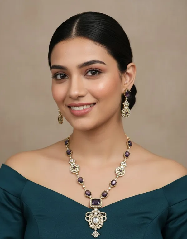 Purple_Brass_Necklace_Set_For_Women