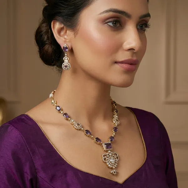Purple_Brass_Necklace_Set_For_Women