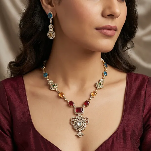 Multicolor_Brass_Necklace_Set_For_Women
