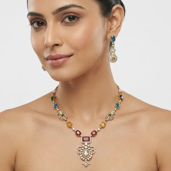 Multicolor_Brass_Necklace_Set_For_Women