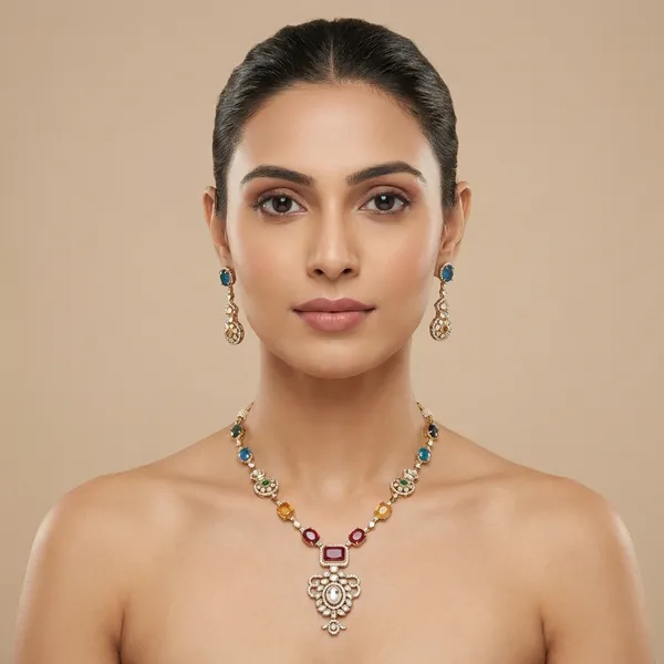 Multicolor_Brass_Necklace_Set_For_Women