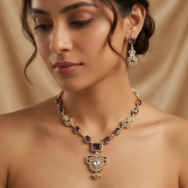 Purple_Brass_Necklace_Set_For_Women