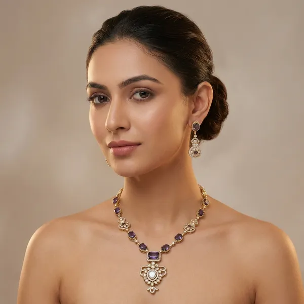Purple_Brass_Necklace_Set_For_Women