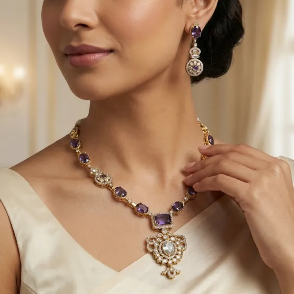 Purple_Brass_Necklace_Set_For_Women