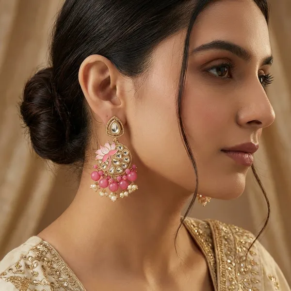 Pink_Brass_Earrings_For_Women
